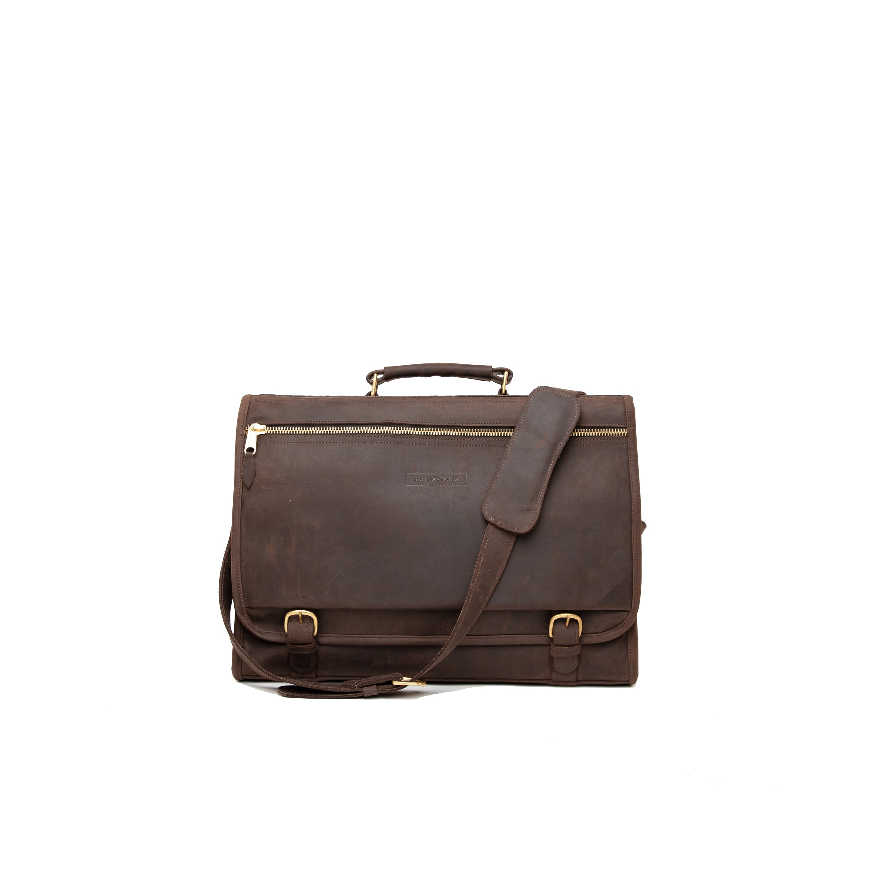 Pull Up Leather Executive Briefcase - Sandstorm Kenya (KE)