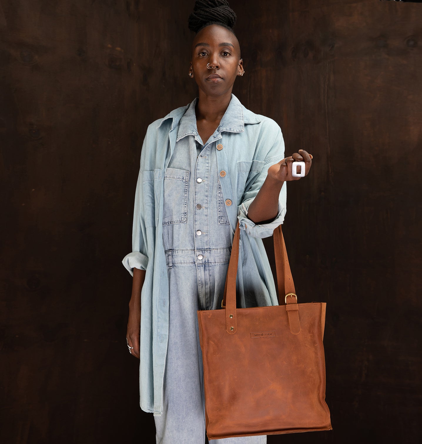 Pull-up Leather Shopper Tote - Sandstorm Kenya (KE)