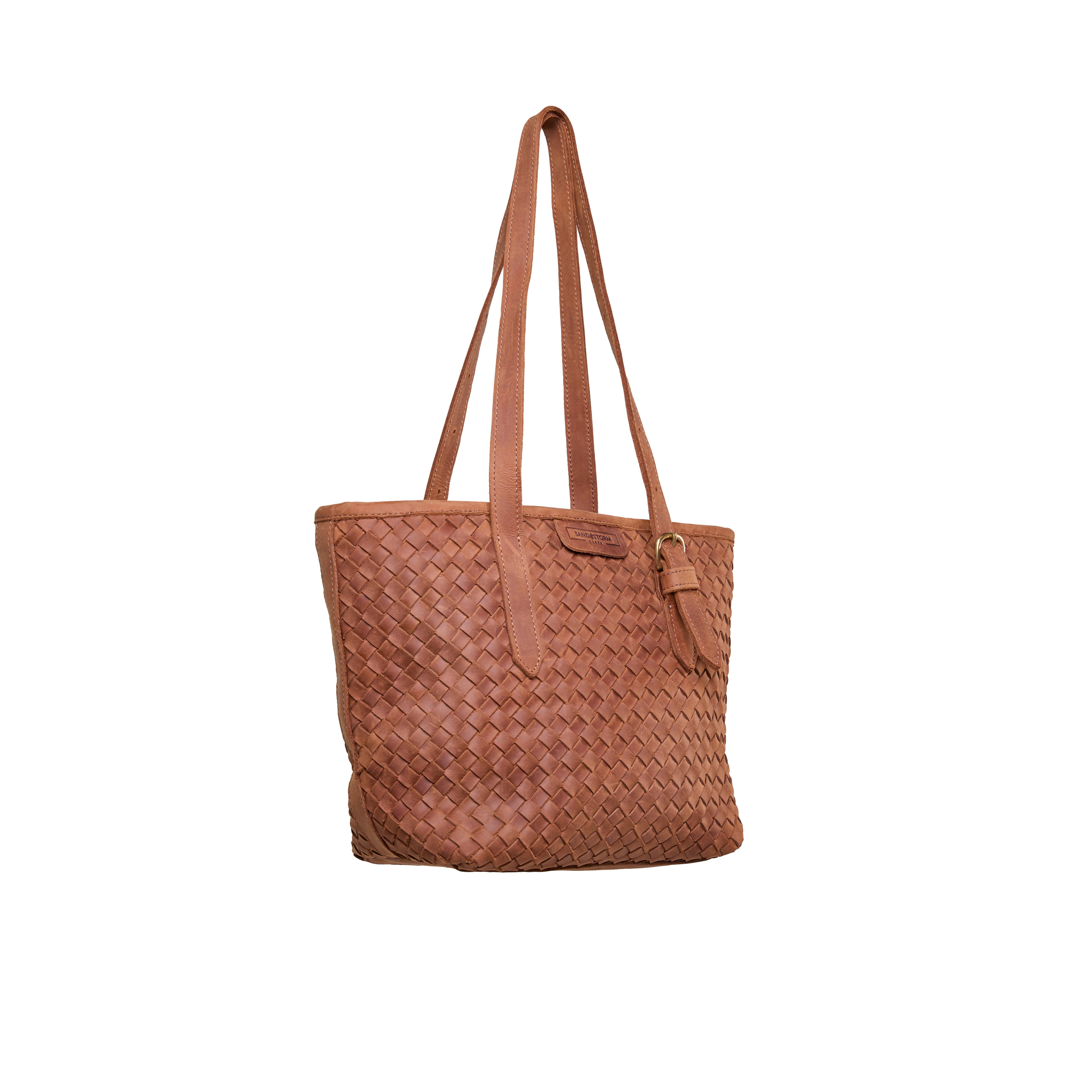 Pull-up Leather Woven Tote - Small