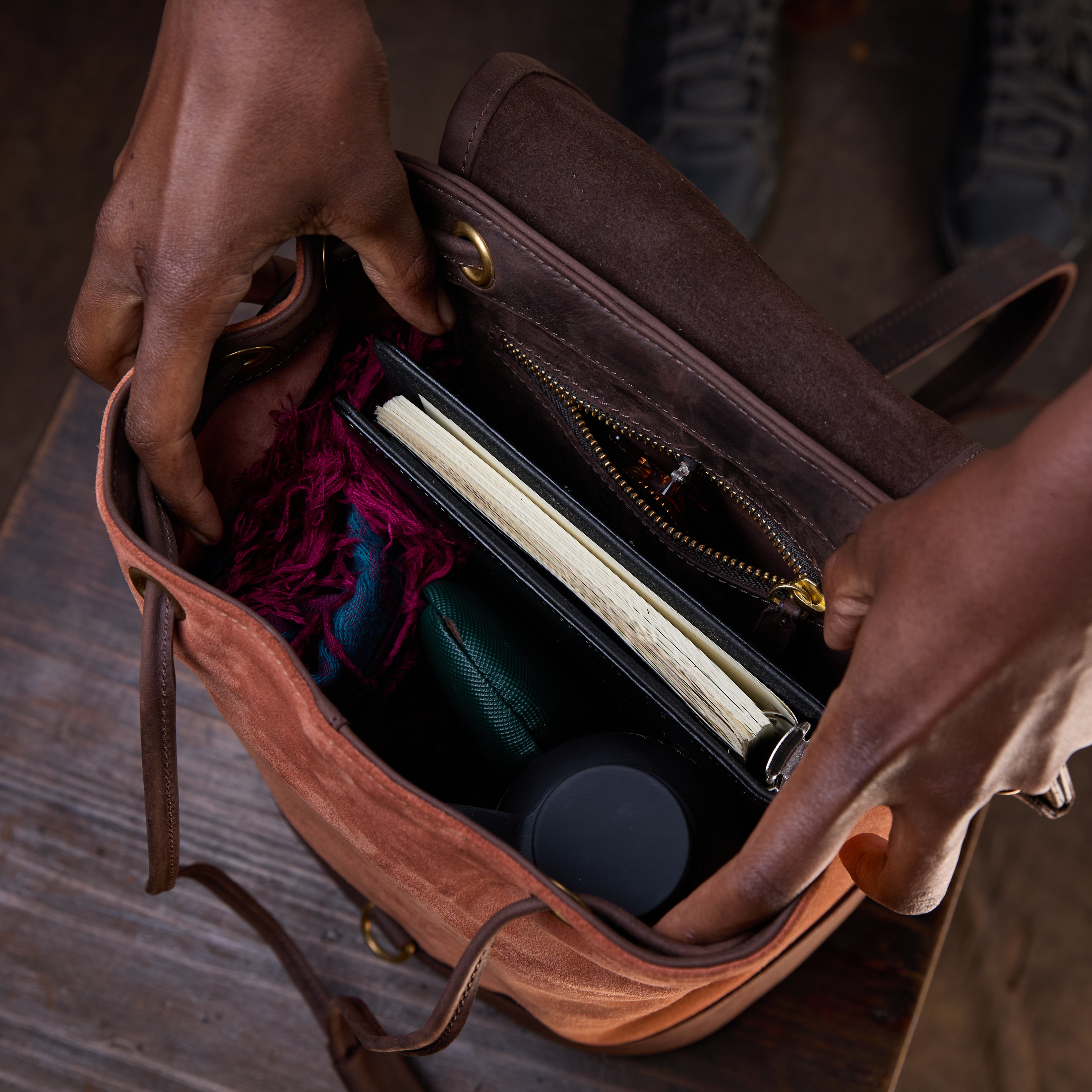 Suede Cecilia Backpack (Mocha Leather)