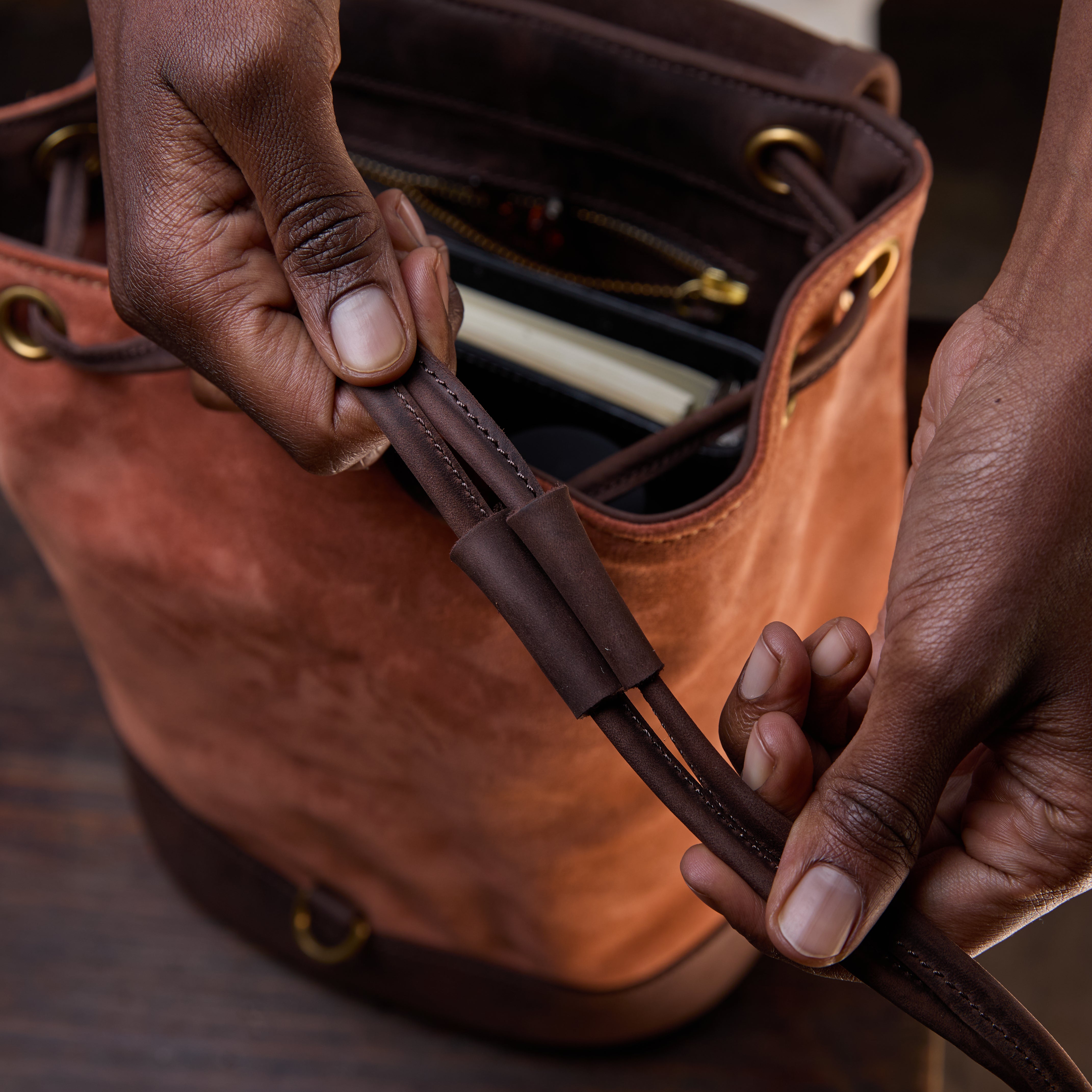 Suede Cecilia Backpack (Mocha Leather)