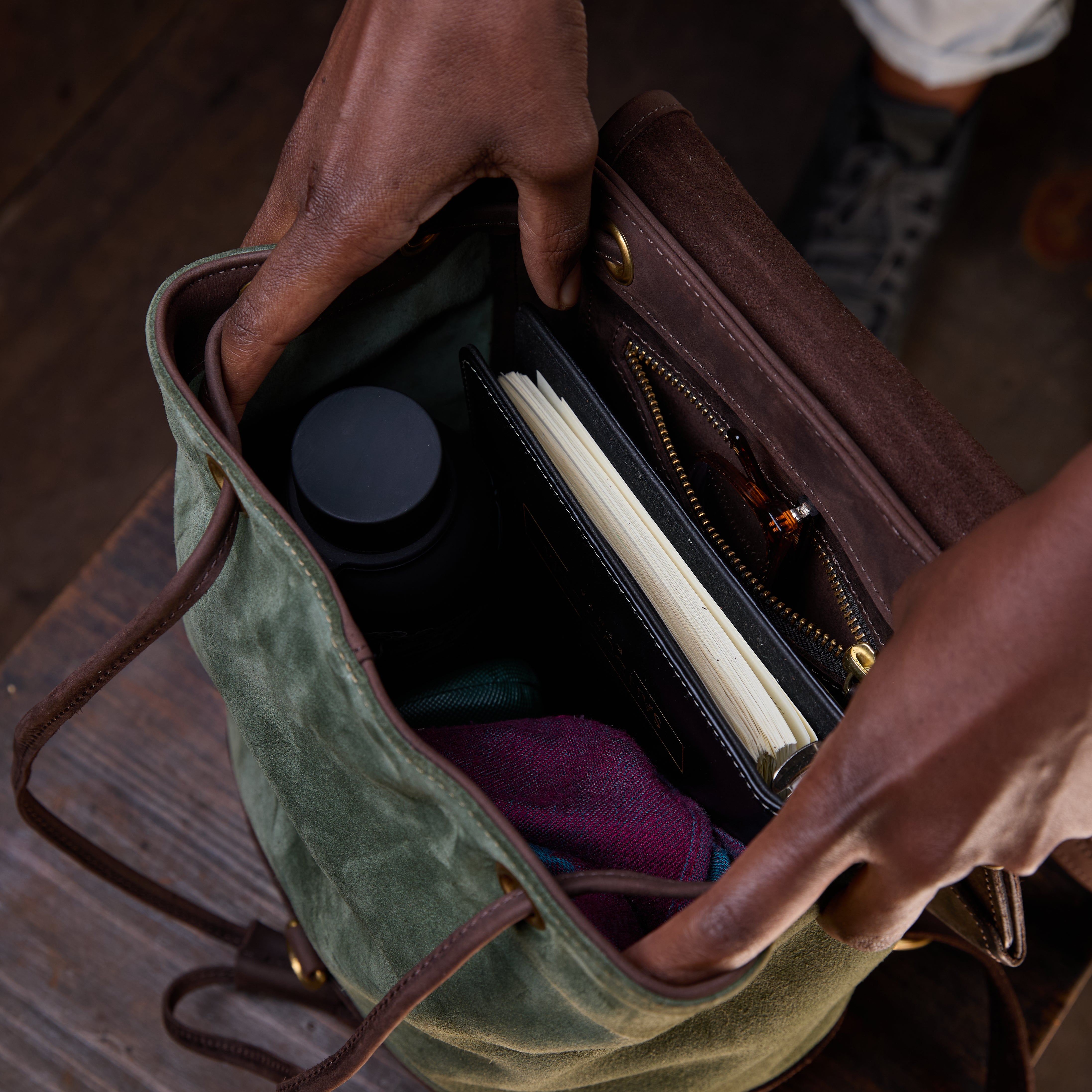 Suede Cecilia Backpack (Mocha Leather)