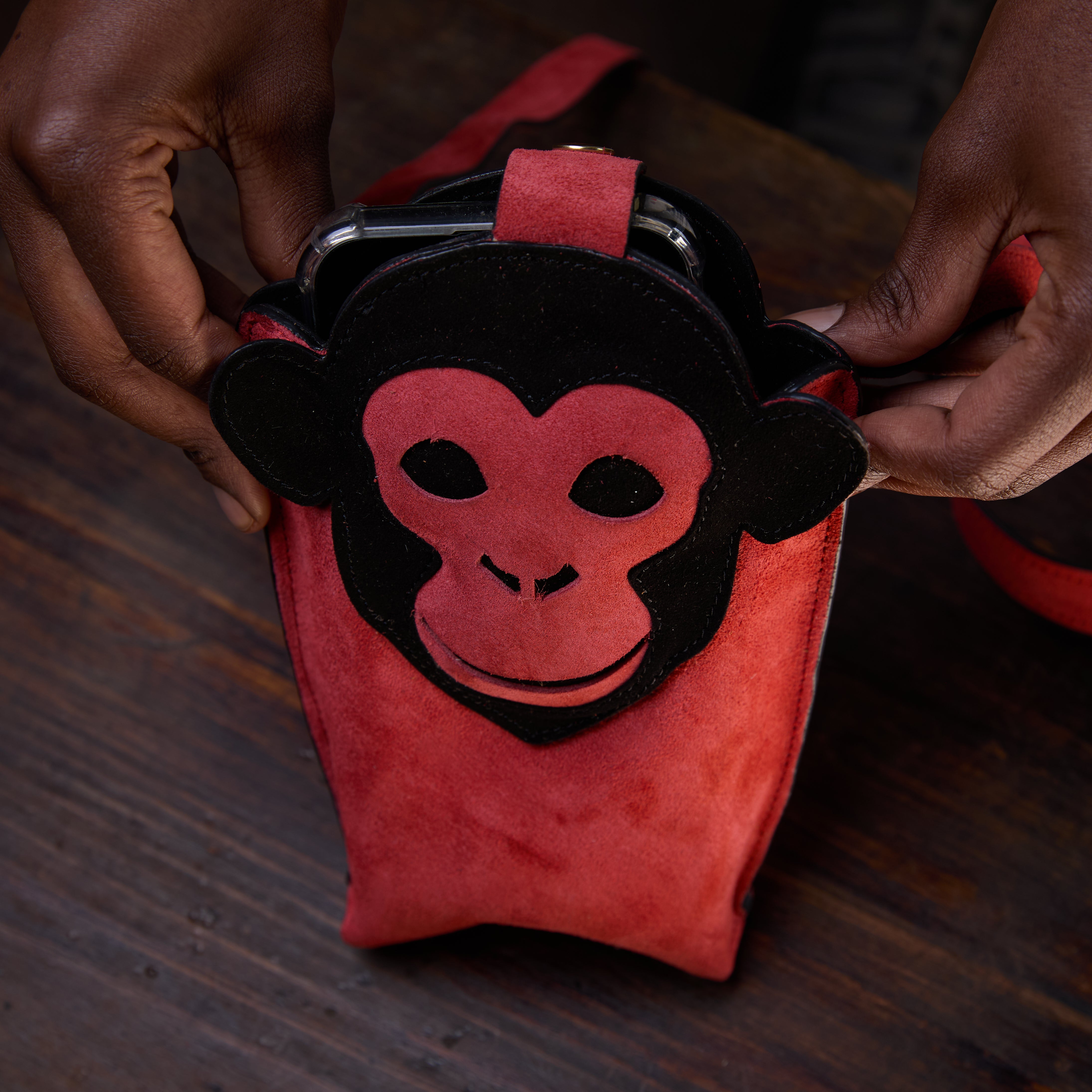 Suede Phone Purse Chimpanzee