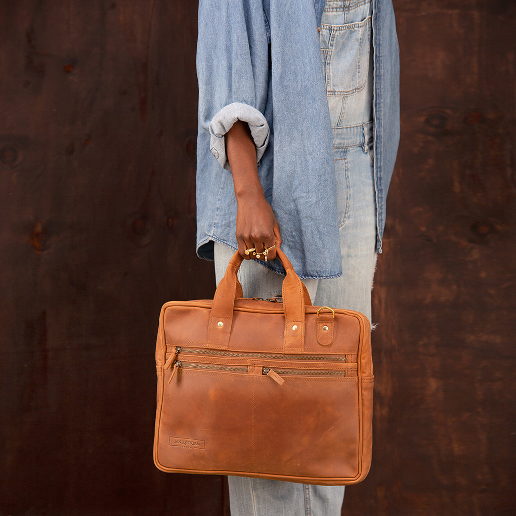 Pull-up Leather Sylvester Work Bag - Sandstorm Kenya (KE)